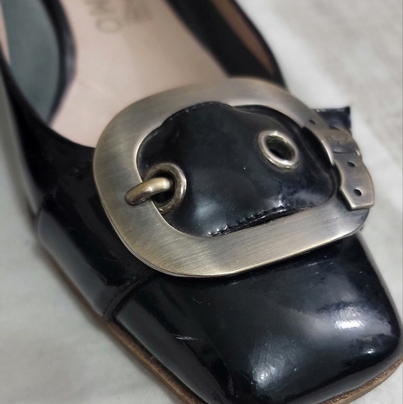 🔥Authentic Ferragamo Black Patent Womens Squared toe Shoes - Picture 14 of 16